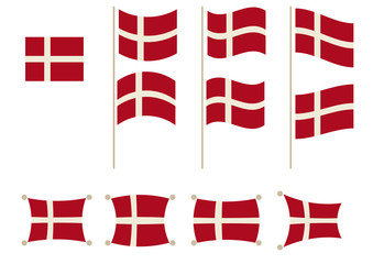 National Danish Flag in different poses
