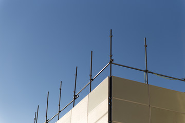 Exterior wall for the repair work on the lease of an apartment in Japan.