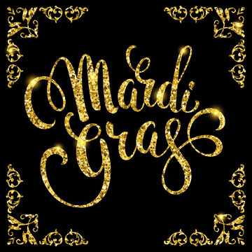 Mardi Gras. Glittering lettering design 