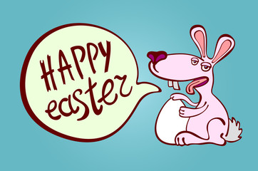 Happy Easter Typographical Background With Bunny