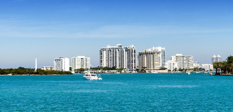 Downtown Miami skyline from the sea