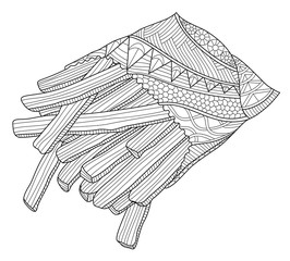 French Fries Zentangle Coloring Page - 102592111