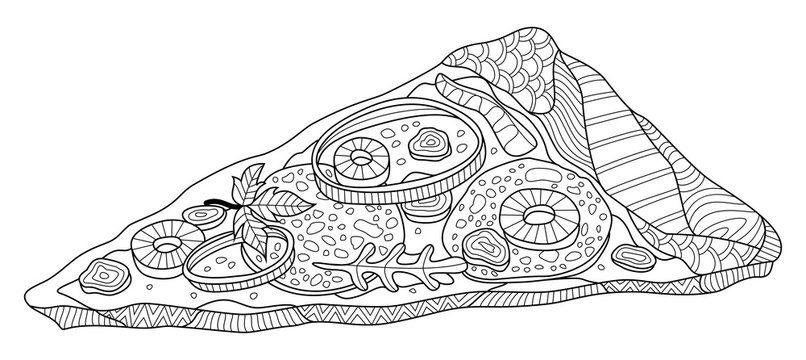 Pizza Slice Zentangle Coloring Page