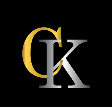 CK initial letter with gold and silver