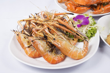 Grilled shrimps on the plate