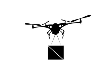 Drone Flying Delivery Air Package Shipment Carry Quadrocopter Isolated Logo