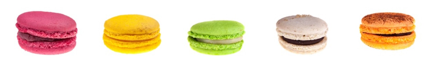lot of macaroons isolated on white