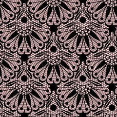 Seamless flower lace pattern on pink background