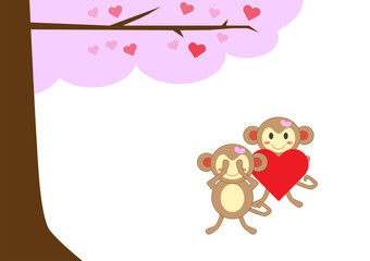 couple monkey in love together