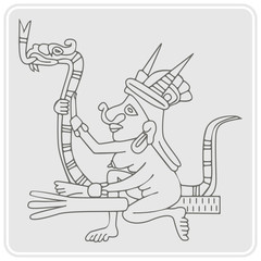 monochrome icon with symbols from Aztec codices for your design