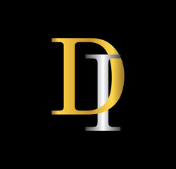 DI initial letter with gold and silver
