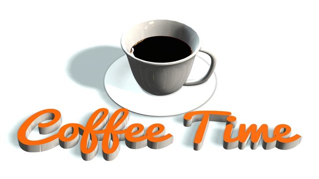 Fototapeta Coffee cup with saucer and coffee time handwrite 3D lettering