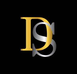 DS initial letter with gold and silver