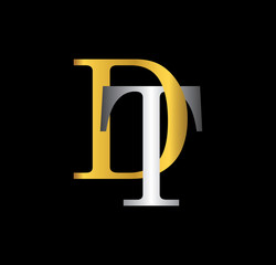 DT initial letter with gold and silver