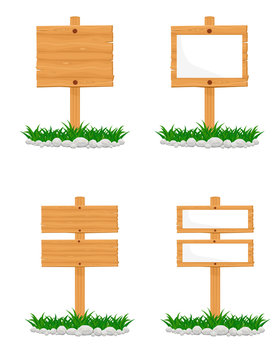Wooden Signs Vector Illustrations