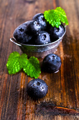 Fresh blueberries and mint