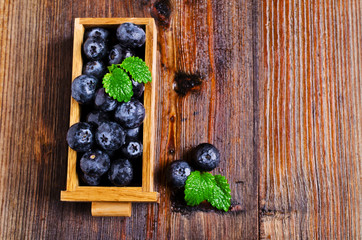 Fresh blueberries and mint