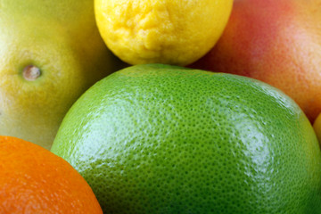 a variety of delicious citrus fruit closeup