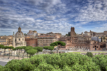 Fototapeta na wymiar Imperial Fora in Rome Wide View