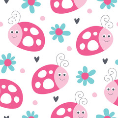 seamless ladybug pattern vector illustration