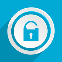 padlock blue flat vector web icon