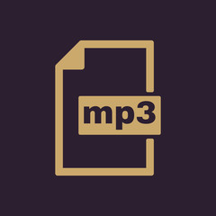 The mp3 icon. File audio format symbol. Flat