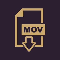 The MOV icon. Video file format symbol. Flat