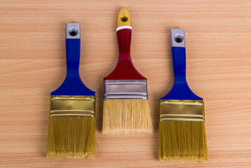 Three paint brush on the table