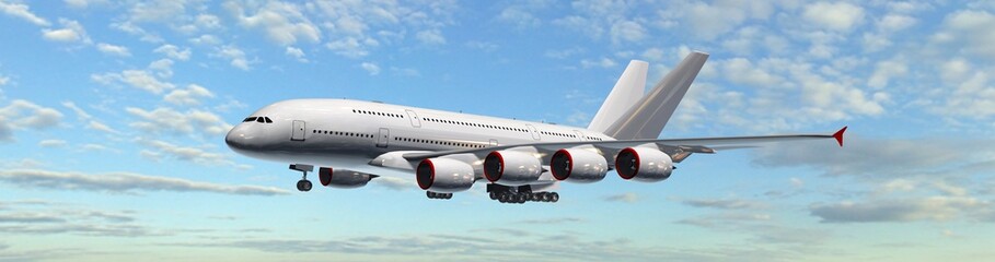 Modern Passenger Airplane fly in the sky - panorama
