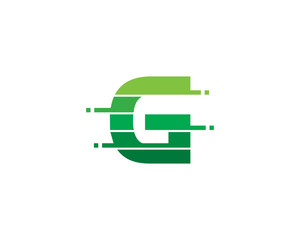 Letter G Pixel Line Cut Logo Design Template