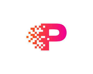 Letter P Pixel Motion Logo Design Template