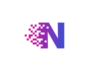 Letter N Pixel Motion Logo Design Template