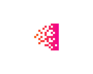 Letter I Pixel Motion Logo Design Template