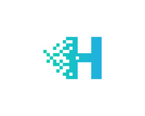 Letter H Pixel Motion Logo Design Template