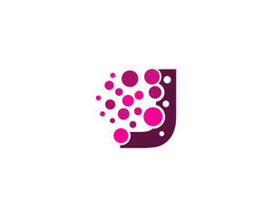 Letter J Pixel Dot Circle Logo Design Template