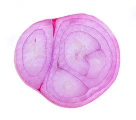 slice shallots on white background