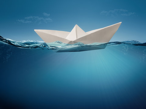 paper boat on the waves