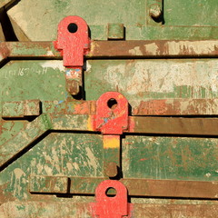 Detail of colorful metal industrial skip
