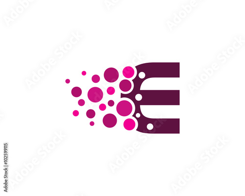 letter e pixel dot circle logo design template stock image and
