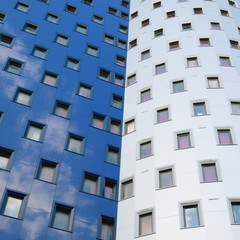 Exterior of modern colorful building in London, England
