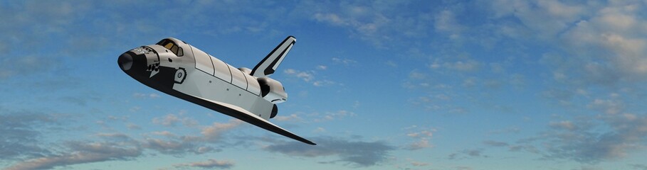 Space Shuttle fly in the sky - panorama