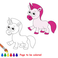 Unicorn cartoon. Page to be colored. 