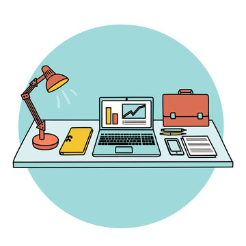 recommend clip art:  Table and office supplies on it