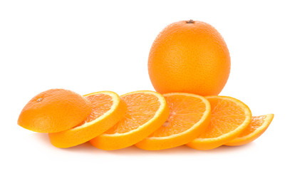 Sliced orange fruit isolated on white background