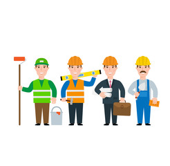 builders and workers in uniform set. builder worker engineer painter isolated on white background