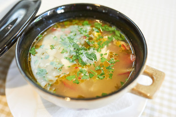 vegetable soup at a restaurant
