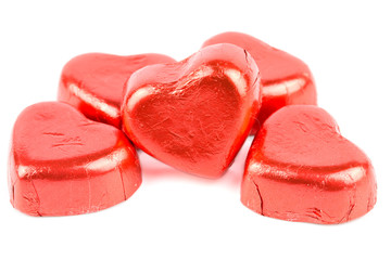 chocolate candy red heart isolated on white background.
