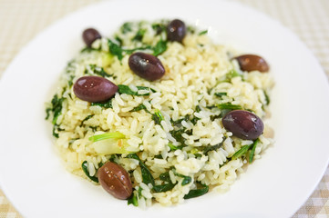 boiled rice and olives