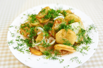 new potato with stirred butter and dill
