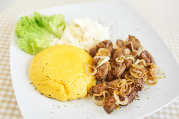 Mamaliga With Cottage Cheese and Pork
